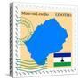 Stamp with Map and Flag of Lesotho-Perysty-Stretched Canvas