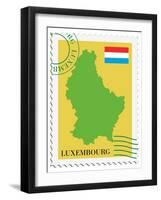 Stamp with Map and Flag of Luxemburg-Perysty-Framed Art Print