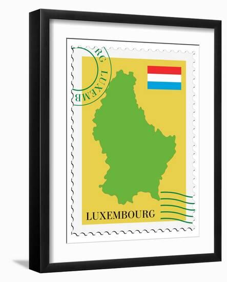 Stamp with Map and Flag of Luxemburg-Perysty-Framed Art Print