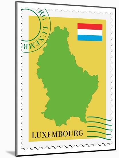 Stamp with Map and Flag of Luxemburg-Perysty-Mounted Art Print