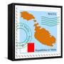 Stamp with Map and Flag of Malta-Perysty-Framed Stretched Canvas