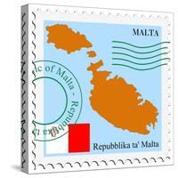 Stamp with Map and Flag of Malta-Perysty-Stretched Canvas