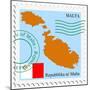 Stamp with Map and Flag of Malta-Perysty-Mounted Premium Giclee Print