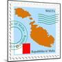 Stamp with Map and Flag of Malta-Perysty-Mounted Art Print