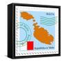 Stamp with Map and Flag of Malta-Perysty-Framed Stretched Canvas