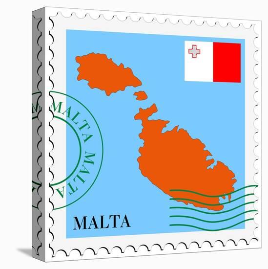 Stamp with Map and Flag of Malta-Perysty-Stretched Canvas