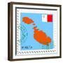 Stamp with Map and Flag of Malta-Perysty-Framed Art Print