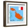 Stamp with Map and Flag of Malta-Perysty-Framed Art Print