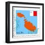 Stamp with Map and Flag of Malta-Perysty-Framed Art Print