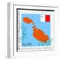 Stamp with Map and Flag of Malta-Perysty-Framed Art Print