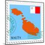 Stamp with Map and Flag of Malta-Perysty-Mounted Art Print