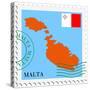 Stamp with Map and Flag of Malta-Perysty-Stretched Canvas