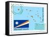 Stamp with Map and Flag of Marshal Islands-Perysty-Framed Stretched Canvas