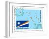 Stamp with Map and Flag of Marshal Islands-Perysty-Framed Art Print