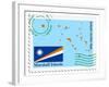 Stamp with Map and Flag of Marshal Islands-Perysty-Framed Art Print