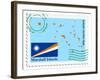 Stamp with Map and Flag of Marshal Islands-Perysty-Framed Art Print