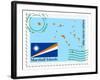 Stamp with Map and Flag of Marshal Islands-Perysty-Framed Art Print