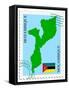 Stamp with Map and Flag of Mozambique-Perysty-Framed Stretched Canvas