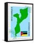 Stamp with Map and Flag of Mozambique-Perysty-Framed Stretched Canvas