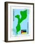 Stamp with Map and Flag of Mozambique-Perysty-Framed Art Print