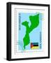 Stamp with Map and Flag of Mozambique-Perysty-Framed Art Print