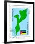 Stamp with Map and Flag of Mozambique-Perysty-Framed Art Print