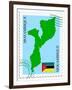 Stamp with Map and Flag of Mozambique-Perysty-Framed Art Print