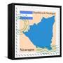 Stamp with Map and Flag of Nicaragua-Perysty-Framed Stretched Canvas