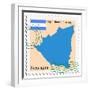 Stamp with Map and Flag of Nicaragua-Perysty-Framed Premium Giclee Print