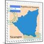Stamp with Map and Flag of Nicaragua-Perysty-Mounted Premium Giclee Print