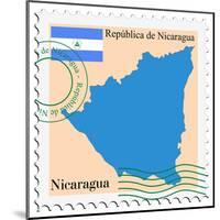 Stamp with Map and Flag of Nicaragua-Perysty-Mounted Art Print