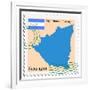 Stamp with Map and Flag of Nicaragua-Perysty-Framed Art Print