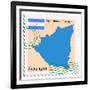 Stamp with Map and Flag of Nicaragua-Perysty-Framed Art Print