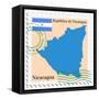 Stamp with Map and Flag of Nicaragua-Perysty-Framed Stretched Canvas