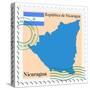 Stamp with Map and Flag of Nicaragua-Perysty-Stretched Canvas