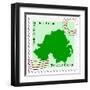 Stamp with Map and Flag of Northern Ireland-Perysty-Framed Art Print