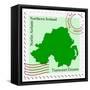 Stamp with Map and Flag of Northern Ireland-Perysty-Framed Stretched Canvas