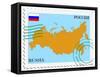 Stamp with Map and Flag of Russia-Perysty-Framed Stretched Canvas