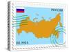 Stamp with Map and Flag of Russia-Perysty-Stretched Canvas