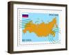 Stamp with Map and Flag of Russia-Perysty-Framed Art Print