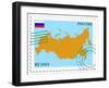Stamp with Map and Flag of Russia-Perysty-Framed Art Print