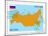 Stamp with Map and Flag of Russia-Perysty-Mounted Art Print
