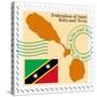 Stamp with Map and Flag of Saint Kitts and Nevis-Perysty-Stretched Canvas