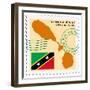 Stamp with Map and Flag of Saint Kitts and Nevis-Perysty-Framed Premium Giclee Print