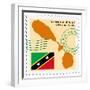 Stamp with Map and Flag of Saint Kitts and Nevis-Perysty-Framed Premium Giclee Print