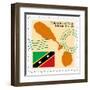 Stamp with Map and Flag of Saint Kitts and Nevis-Perysty-Framed Art Print