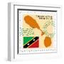 Stamp with Map and Flag of Saint Kitts and Nevis-Perysty-Framed Art Print