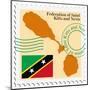 Stamp with Map and Flag of Saint Kitts and Nevis-Perysty-Mounted Art Print