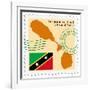 Stamp with Map and Flag of Saint Kitts and Nevis-Perysty-Framed Art Print