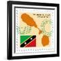 Stamp with Map and Flag of Saint Kitts and Nevis-Perysty-Framed Art Print